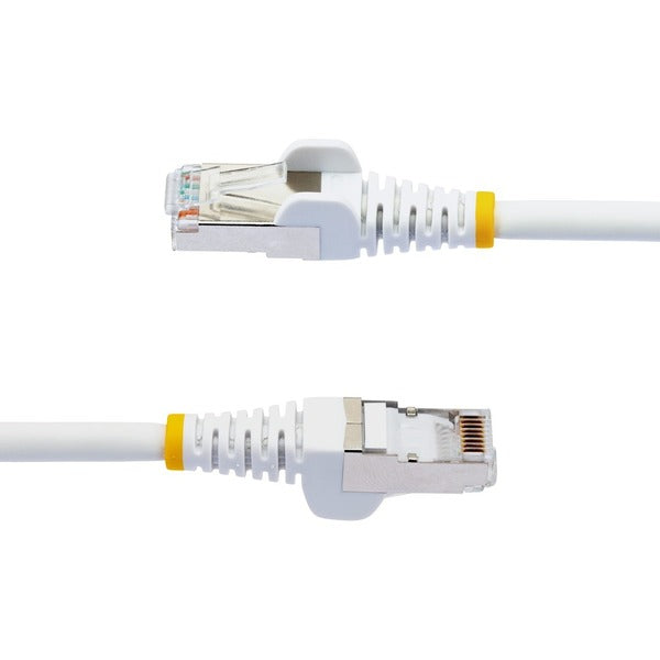 StarTech.com 25ft CAT6a Ethernet Cable, White Low Smoke Zero Halogen (LSZH) 10 GbE 100W PoE S/FTP Snagless RJ-45 Network Patch Cord