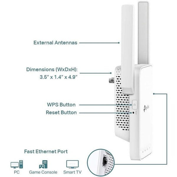 TP-Link RE315 - Dual Band IEEE 802.11ac 1.17 Gbit/s Wireless Range Extender