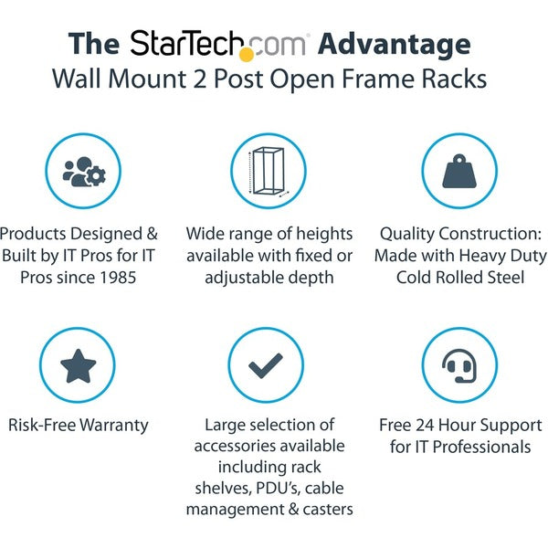 StarTech.com 15U 19" Wall Mount Network Rack - Adjustable Depth 12-20" Open Frame for Server Room /AV/Data/Computer Equipment w/Cage Nuts