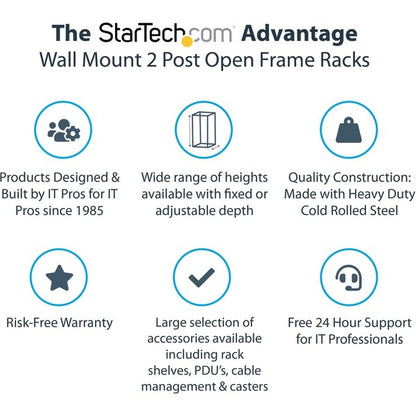 StarTech.com 15U 19" Wall Mount Network Rack - Adjustable Depth 12-20" Open Frame for Server Room /AV/Data/Computer Equipment w/Cage Nuts