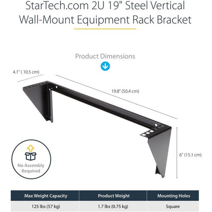 StarTech.com 2U 19in Steel Vertical Wall Mount Equipment Rack Bracket