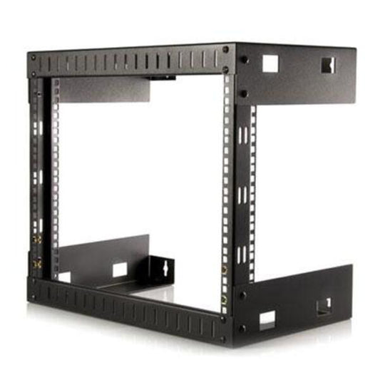 StarTech.com 8U 19" Wall Mount Network Rack, 12" Deep 2 Post Open Frame Server Room Rack for Data/AV/IT/Computer Equipment/Patch Panel with Cage Nuts &amp; Screws 135lb Weight Capacity, Black