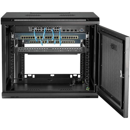 StarTech.com 2 Post 9U 19" Wall Mount Network Cabinet Adjustable 6-15"- Locking Vented IT Equipment/Switch Rack Enclosure /Shelf/Hook&amp;Loop