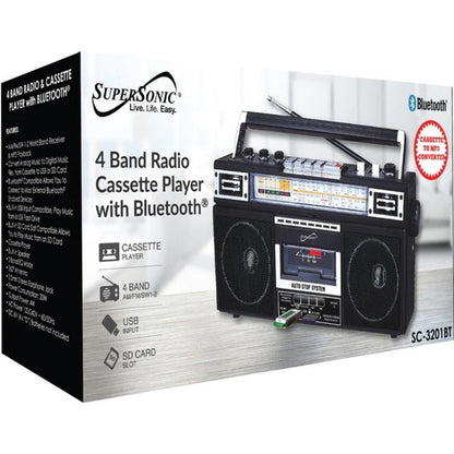 Supersonic 4 Band Radio &amp; Cassette Player + Cassette To Mp3 Converter &amp; Bluetooth