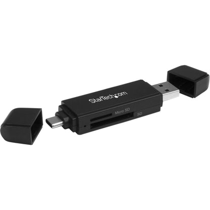 StarTech.com USB 3.0 Memory Card Reader for SD and microSD Cards - USB-C and USB-A - Portable USB SD and microSD Card Reader