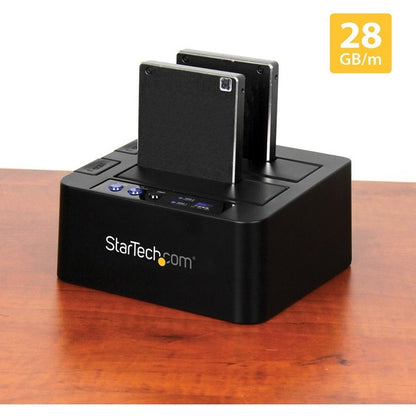 StarTech.com Standalone Hard Drive Duplicator, Dual Bay HDD/SSD Cloner/Copier, USB 3.1 to SATA III HDD/SSD Docking Station, Disk Cloner