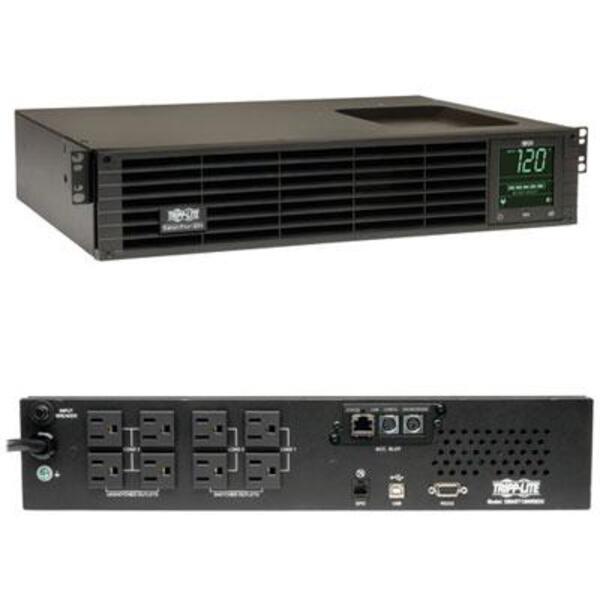 Tripp Lite UPS Smart 1500VA 1350W Rackmount AVR 120V Pure Sine Wave USB DB9 Preinstalled WEBCARDLX 2URM