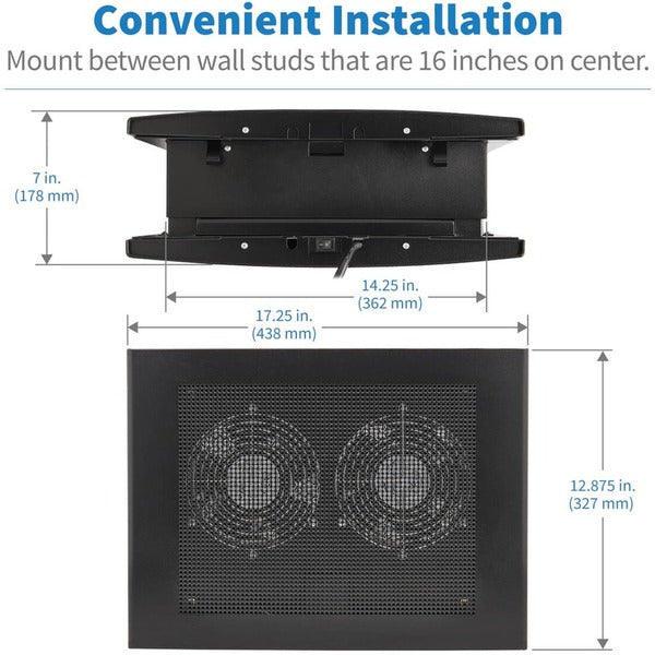 Tripp Lite Exhaust Fan for Rack Enclosure Wiring Closet 475 CFM, NEMA 5-15P Input, Black