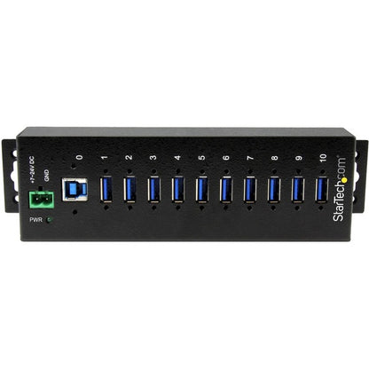 StarTech.com 10 Port Industrial USB 3.0 Hub - ESD and Surge Protection - DIN Rail or Surface-Mountable Metal Housing