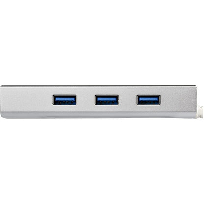 StarTech.com 3 Port Portable USB 3.0 Hub plus Gigabit Ethernet - Built-In Cable - Aluminum USB Hub with GbE Adapter