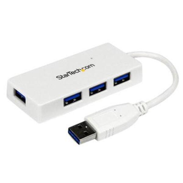 StarTech.com Portable 4 Port SuperSpeed Mini USB 3.0 Hub - White