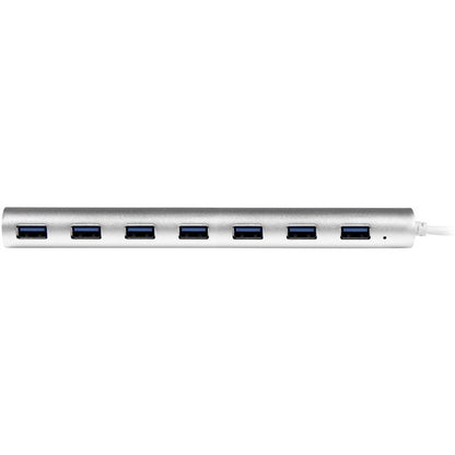 StarTech.com 7 Port Compact USB 3.0 Hub with Built-in Cable - Aluminum USB Hub - Silver