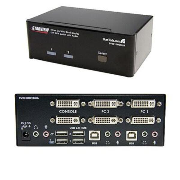 StarTech.com 2 Port Dual DVI USB KVM Switch w/ Audio &amp; USB Hub