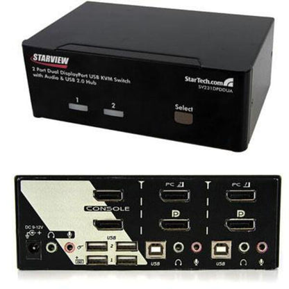 StarTech.com 2 Port Dual DisplayPort USB KVM Switch with Audio