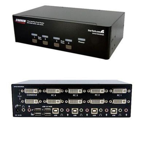 StarTech.com 4 Port Dual DVI USB KVM Switch w/ Audio &amp; USB Hub