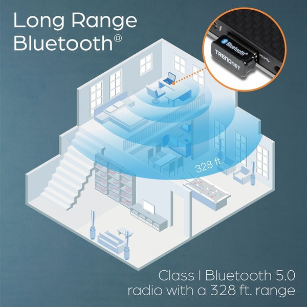 TRENDnet Micro Bluetooth 5.0 USB Adapter, Supports Basic Rate(BR), Bluetooth Low Energy(BLE), Enhanced Data Rate(EDR), 100m (328ft.) Range, Supports Windows OS, Black, TBW-110UB