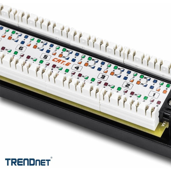 TRENDnet 16-Port Cat6 Unshielded Patch Panel, Wallmount Or Rackmount, 1U 19" , Cat3,Cat4,Cat5,Cat5e,Cat6 Compatible, 250Mhz Connection, Ideal For Copper Gigabit Ethernet Connections, Black, TC-P16C6