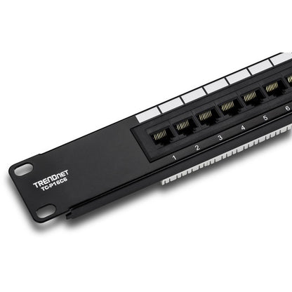 TRENDnet 16-Port Cat6 Unshielded Patch Panel, Wallmount Or Rackmount, 1U 19" , Cat3,Cat4,Cat5,Cat5e,Cat6 Compatible, 250Mhz Connection, Ideal For Copper Gigabit Ethernet Connections, Black, TC-P16C6