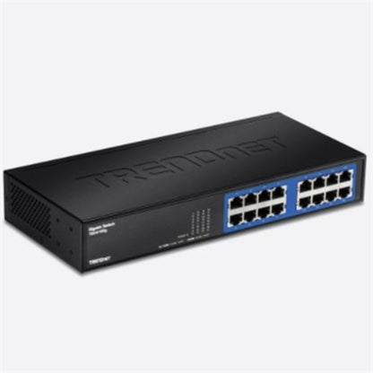 TRENDnet 6-Port Unmanaged Gigabit GREENnet Desktop Metal Switch, Ethernet-Network Switch, 16 x 10-100-1000 RJ-45 Ports, 32 Gbps Forwarding Capacity, Lifetime Protection, Black, TEG-S16DG