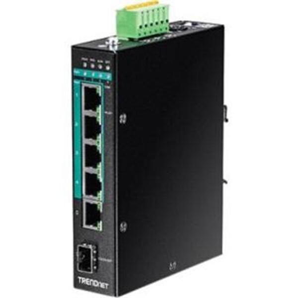 TRENDnet 6-Port Hardened Industrial Gigabit Poe+ Layer 2 Managed DIN-Rail Switch, 4 x Gigabit PoE+ 802.3at Ports, 1 x Gigabit Port, 1 x Gigabit SFP Slot, 120W Power Budget, Black, TI-PG541i