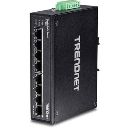 TRENDnet 8-Port Hardened Industrial Unmanaged Gigabit PoE+ DIN-Rail Switch, 200W Full PoE+ Power Budget, 16 Gbps Switching Capacity, IP30 Rated Network Switch, Lifetime Protection, Black, TI-PG80