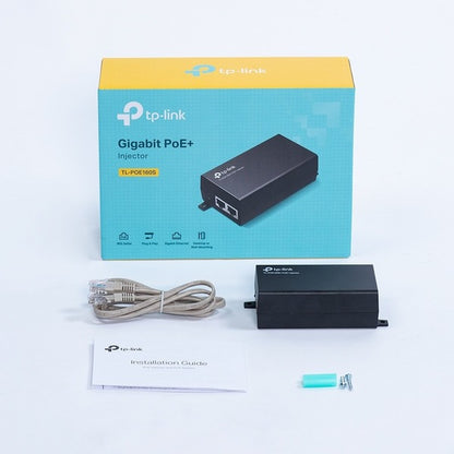 TP-LINK TL-PoE160S - 802.3at/af Gigabit PoE Injector - Non-PoE to PoE Adapter - Supplies PoE (15.4W) or PoE+ (30W) - Plug &amp; Play - Desktop/Wall-Mount - Distance Up to 328 ft. - UL Certified - Black