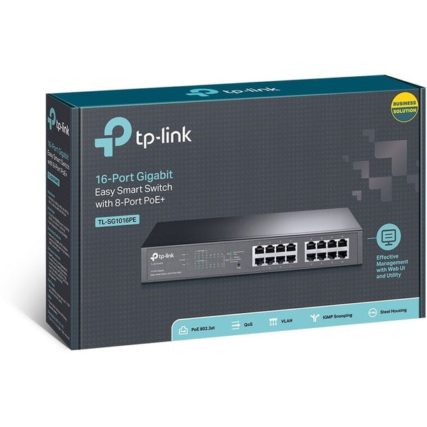 TP-Link TL-SG1016PE - 16-Port Gigabit Easy Smart PoE Switch with 8-Port PoE+ - Limited Lifetime Protection