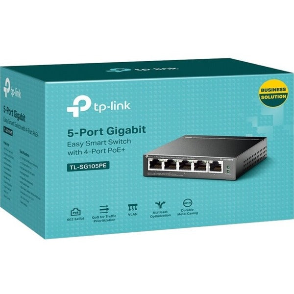 TP-Link TL-SG105PE - 5-Port Gigabit Easy Smart Switch with 4-Port PoE+ - Limited Lifetime Protection