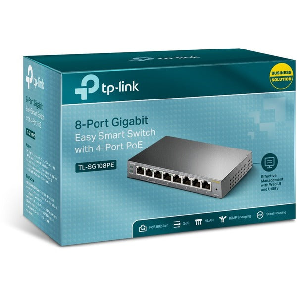 TP-Link TL-SG108PE - 8-Port Gigabit Easy Smart Switch with 4-Port PoE - Limited Lifetime Protection