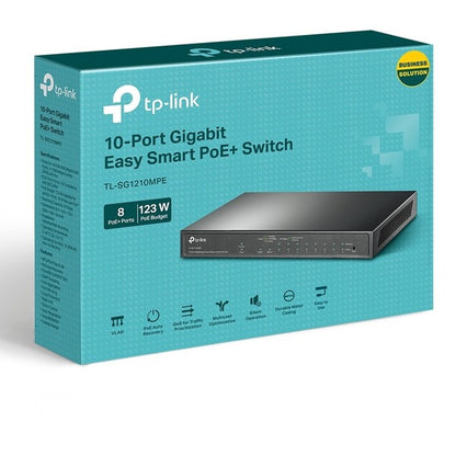 TP-Link TL-SG1210MPE - 10-Port Gigabit Easy Smart Switch with 8-Port PoE+ - Limited Lifetime Warranty