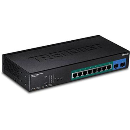 TRENDnet 10-Port Gigabit Web Smart PoE+ Switch, 8 x Gigabit PoE+ Ports, 2 x SFP Slots, Vlan, QoS, IPv6 Support, 20Gbps Switching Capacity, 75W PoE Power Budget, Lifetime Protection, Black, TPE-082WS