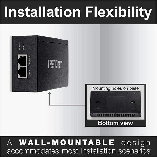 TRENDnet Gigabit Ultra PoE+ Injector, Supplies PoE (15.4W), PoE+(30W) Or Ultra PoE(60W), Network A PoE Device Up To 100m(328 ft), Supports IEEE 802.3af,802.at,Ultra PoE, Plug &amp; Play, Black, TPE-117GI