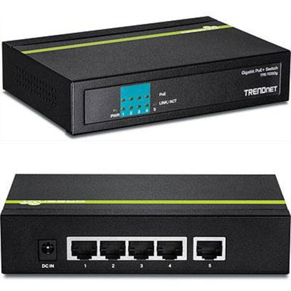 TRENDnet 5-Port Gigabit PoE+ Switch, 31 W PoE Budget, 10 Gbps Switching Capacity, Data &amp; Power Through Ethernet To PoE Access Points And IP Cameras, Full &amp; Half Duplex, Black, TPE-TG50g