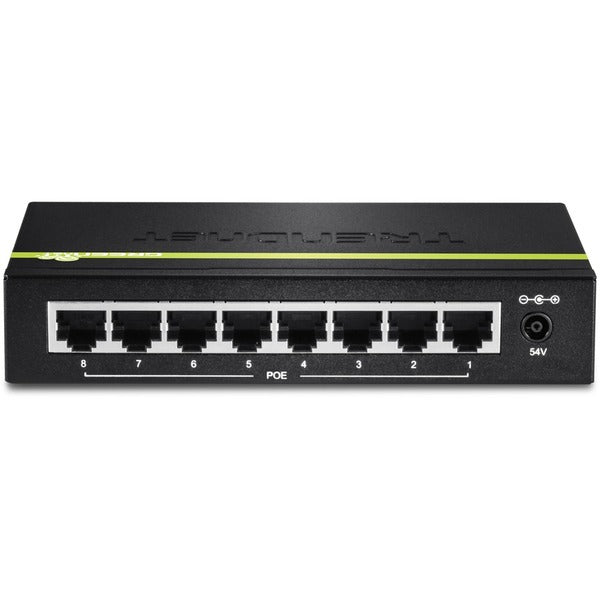 TRENDnet 8-Port Gigabit PoE+ Switch, 8 x Gigabit PoE+ Ports, 123W PoE Power Budget, 16 Gbps Switching Capacity, Desktop Switch, Ethernet Network Switch, Metal, Lifetime Protection, Black, TPE-TG80G