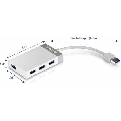 TRENDnet 4-Port USB 3.0 Compact Mini Hub with Built in USB 3.0 Cable, Plug &amp; Play, Compatible with: Linux, Windows, Mac, Nintendo Switch, Backwards Compatible with USB 2.0, TU3-H4E