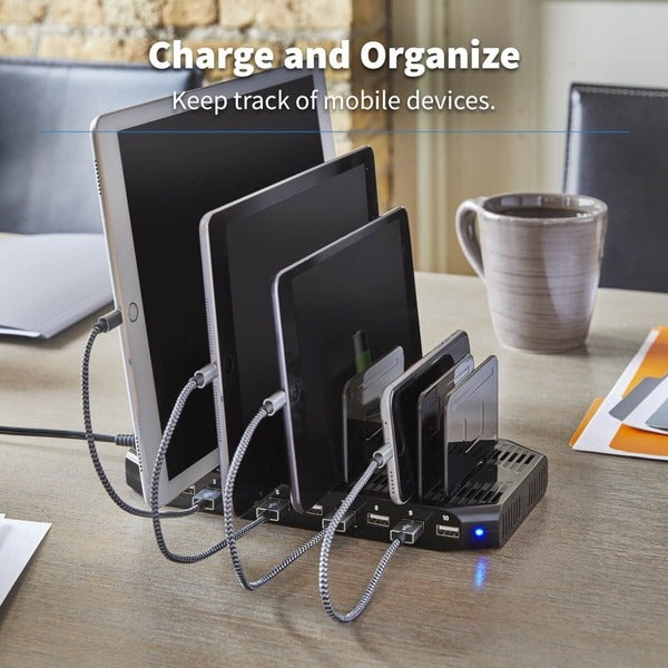 Tripp Lite 10-Port USB Charging Station Hub w Adjustable Storage Tablet / Smartphone / iPad / Iphone 5V 21A 105W