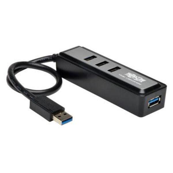 Tripp Lite Portable 4-Port USB 3.0 Superspeed Mini Hub w/ Built In Cable