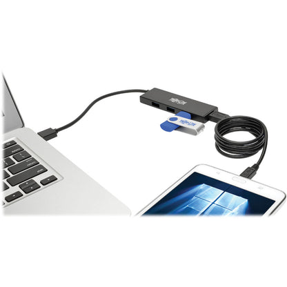 Tripp Lite 4-Port Portable Slim USB 3.0 Superspeed Hub w/ Built In Cable