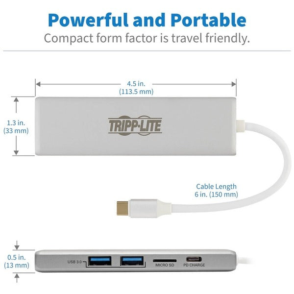 Tripp Lite USB C Docking Station 4k @ 30Hz w/USB Hub HDMI Micro SD Charging, USB Type C, USB-C, USB Type-C