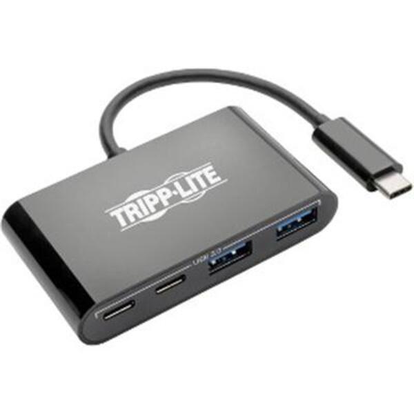 Tripp Lite USB C Hub Adapter Portable w 2x USB Type C &amp; 2x USB-A Black