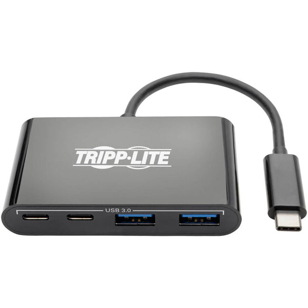 Tripp Lite USB C Hub Adapter Portable w 2x USB Type C &amp; 2x USB-A Black