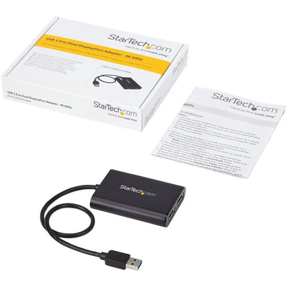 StarTech.com USB to Dual Monitor DisplayPort Adapter - 4K 60Hz - USB 3.0 5Gbps - DisplayLink Cert. - Limited stock, similar item USBA2DPGB