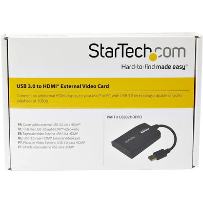 StarTech.com USB 3.0 to HDMI Adapter, DisplayLink Certified, 1920x1200, USB-A to HDMI Display Adapter, External Graphics Card for Mac/PC