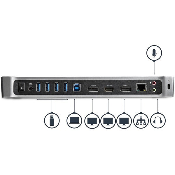 StarTech.com USB 3.0 Triple Monitor Docking Station - Compatible with Windows / macOS - Supports Three Displays - 2 x DisplayPort and HDMI or 4K Ultra HD on a Single Monitor - USB3DOCKH2DP