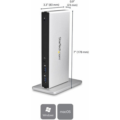 StarTech.com USB 3.0 Docking Station - Compatible with Windows / macOS - Dual DVI Docking Station Supports Dual Monitors - DVI to HDMI and DVI to VGA Adapters Included - USB3SDOCKDD