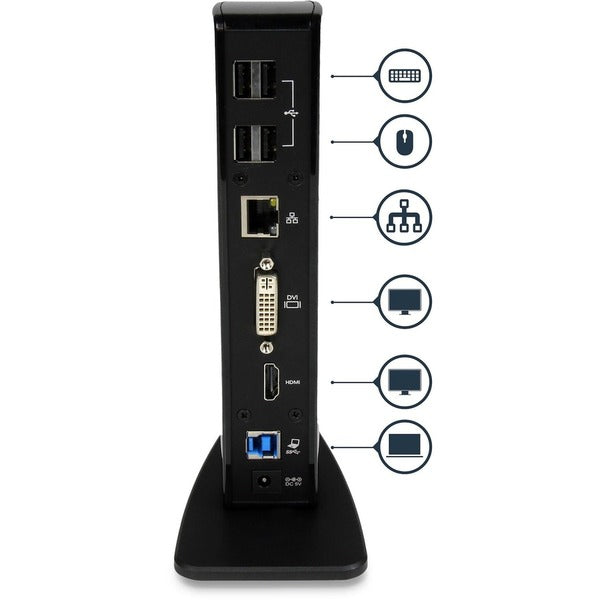 StarTech.com USB 3.0 Docking Station - Compatible with Windows / macOS - Supports Dual Displays - HDMI and DVI - DVI to VGA Adapter Included - USB3SDOCKHD