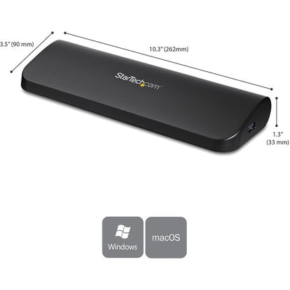 StarTech.com USB 3.0 Docking Station - Compatible with Windows / macOS - Supports Dual Displays - HDMI and DVI - DVI to VGA Adapter Included - USB3SDOCKHD