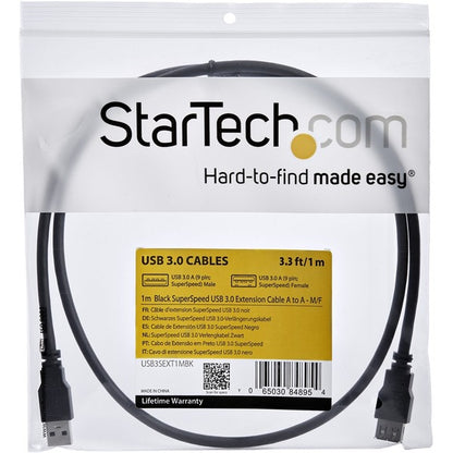 StarTech.com 1m Black SuperSpeed USB 3.0 Extension Cable A to A - M/F