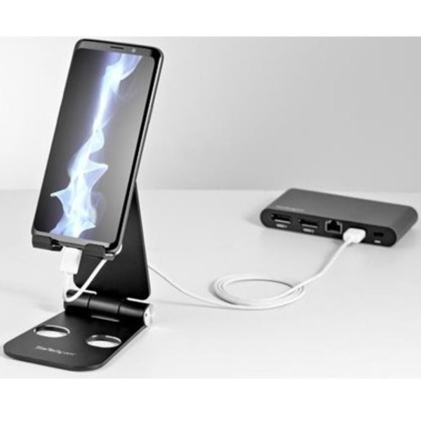 StarTech.com Phone and Tablet Stand - Foldable Universal Mobile Device Holder - Smartphones/Tablets - Adjustable Cell Phone Stand for Desk