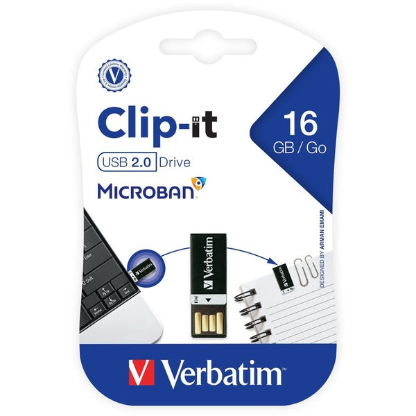 Verbatim 16GB Clip-it USB Flash Drive - Black